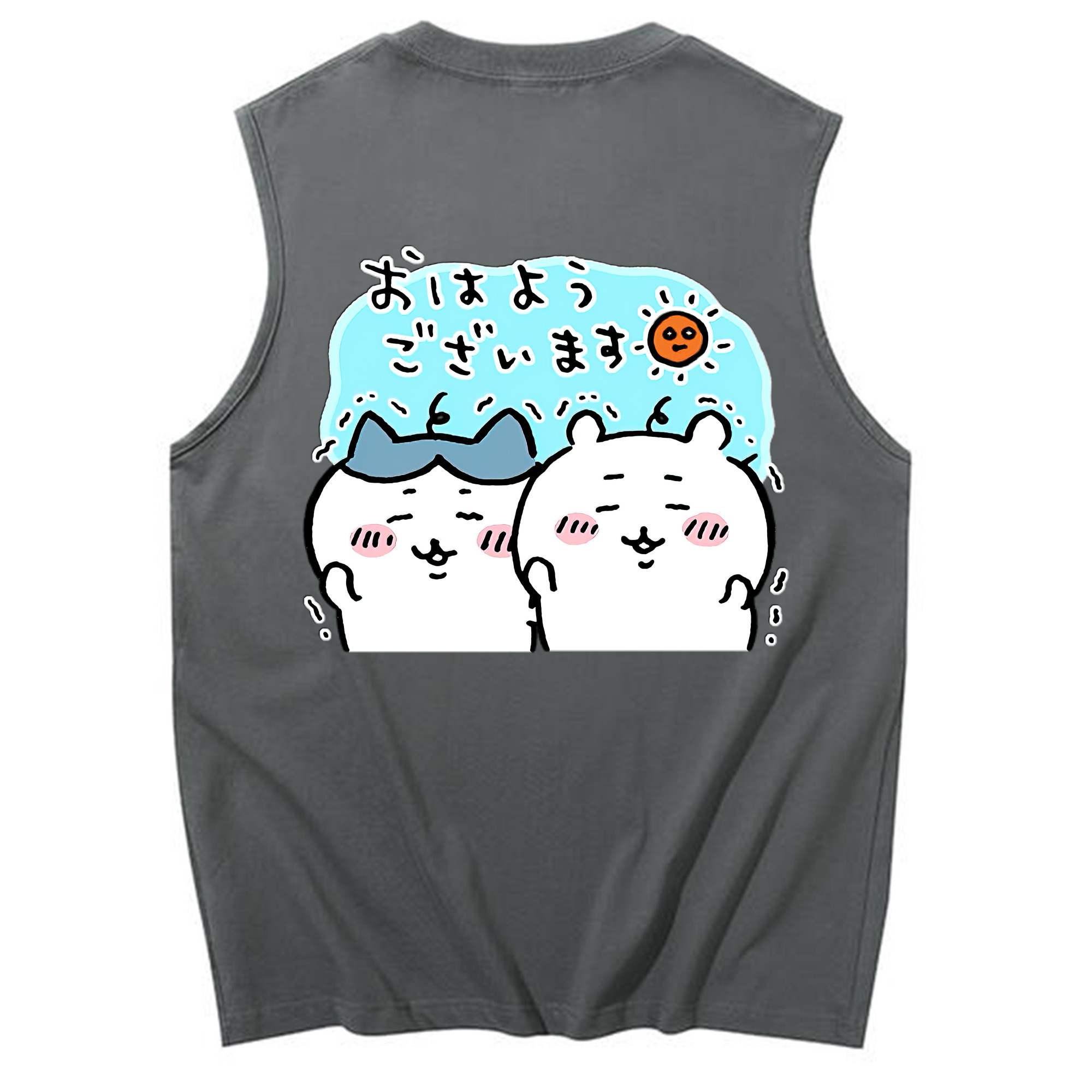 （画像用） ちいかわ ハチワレ Chii-kawa hachiware コットン100％タンクトップ（背面プリント）